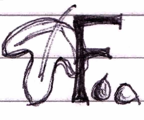 F is for Fig drop cap sketch