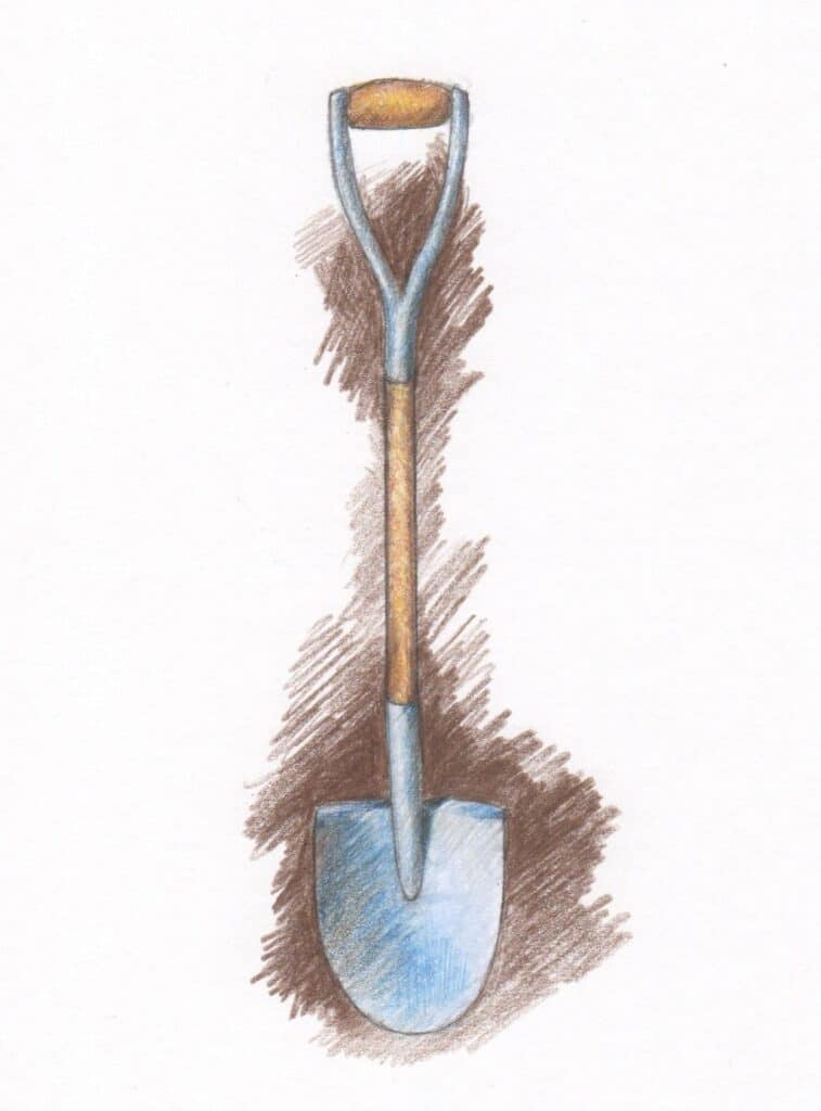 Layla Luna drawing of shovel for planting