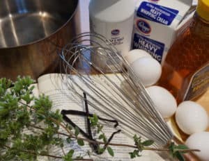 ingredients for hyssop flowers and honey ice cream