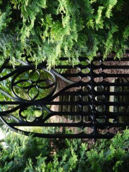 Pittsburgh private garden gate revealing an old garden path