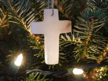 alabaster Christmas ornament cross