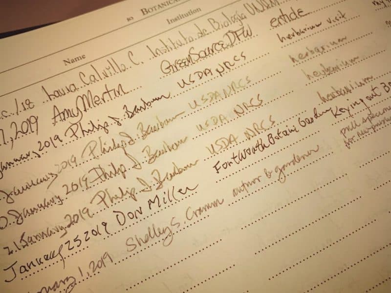 BRIT Herbarium guest book