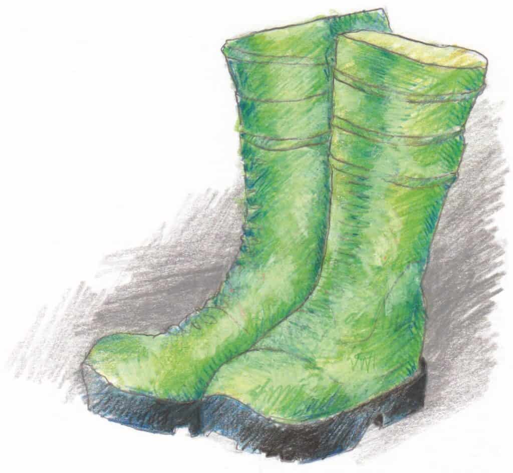 wellies for watering by Layla Luna illustration for My Father is the Gardener