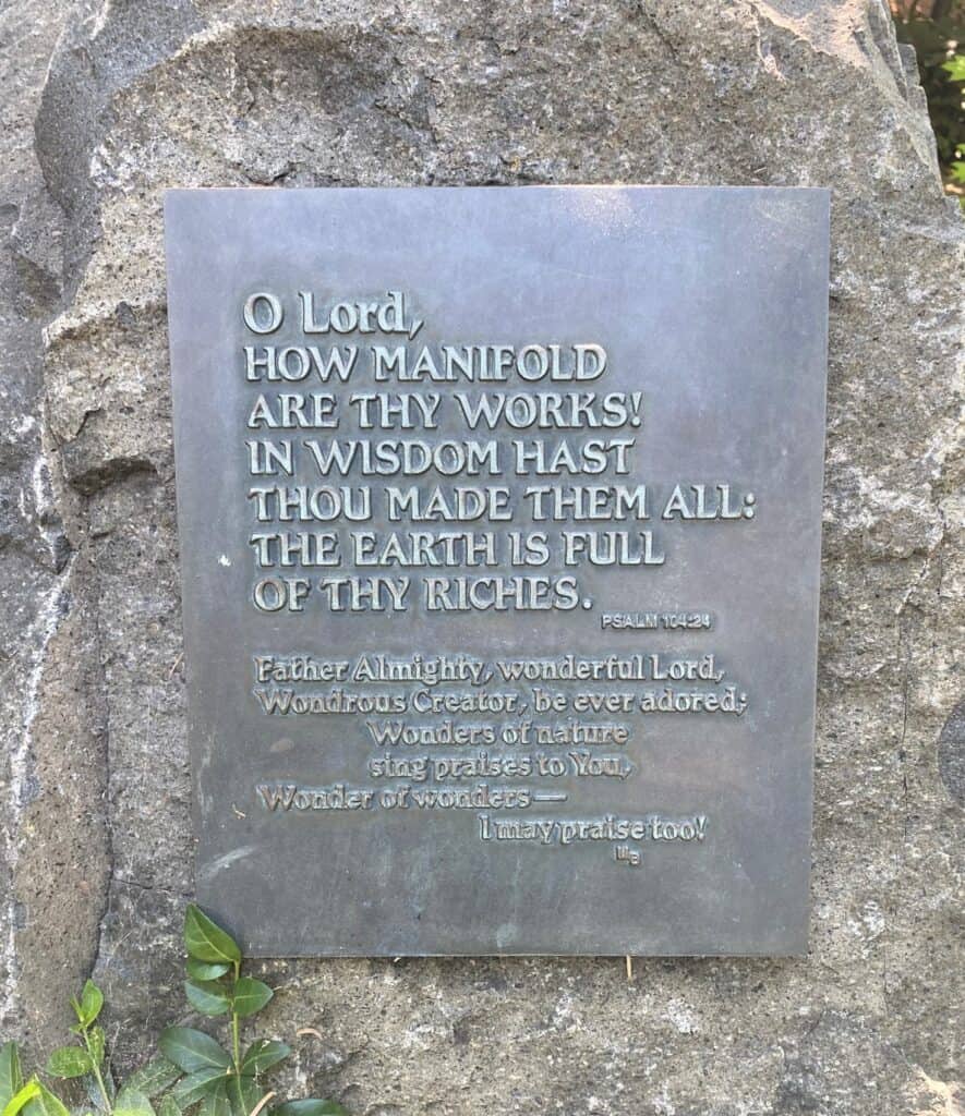 Scripture plaque in the Scripture Garden