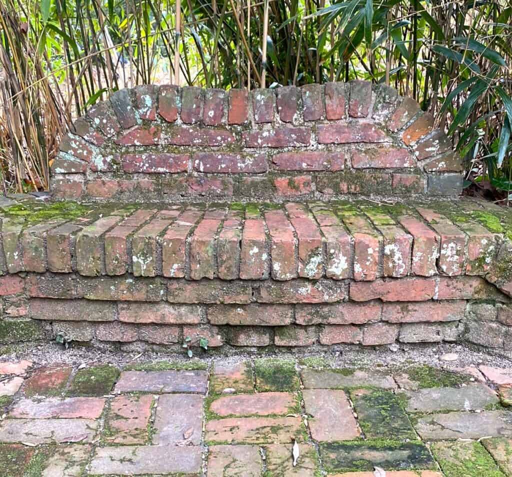 brick bench at Dumbarton Oaks in Washington, D.C. for drawing closer to take in the fragrance everywhere