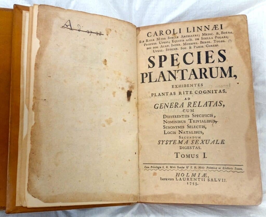 Title Page, Species Plantarum, original copy from The Linnaean Society, linnaen.org