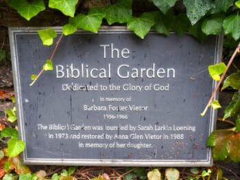 Bible GArden entrance sign at Saint John the Divine Cathedral NY, NY