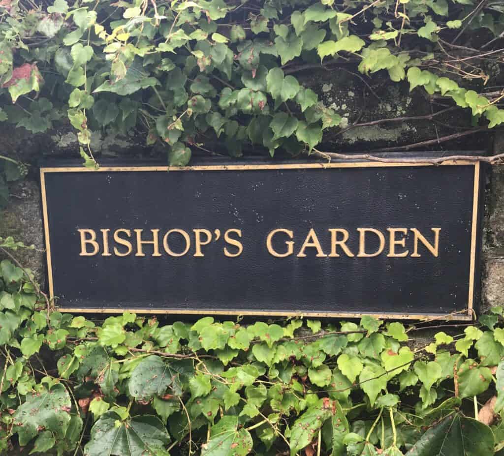 Bishop's Garden sign at the National Cathedral, another example of America's Bible Gardens