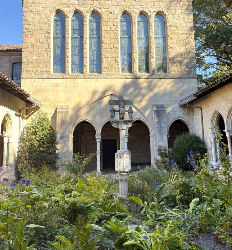 The Trie Cloister Garden seems like a garden sanctuary in New York 