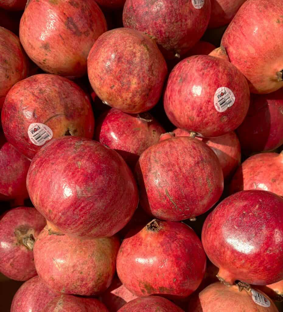 look for pomegranates in the produce section plentiful in late fall