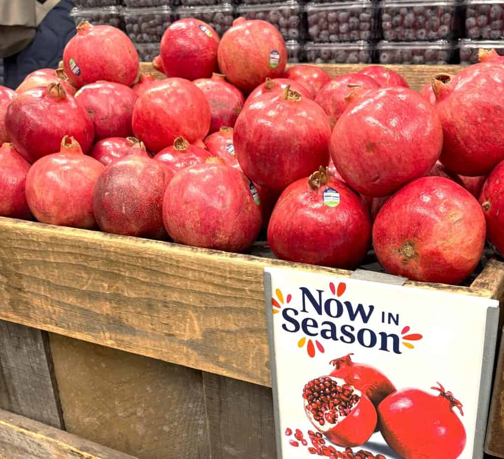 pomegranates now in season at grocery stores
